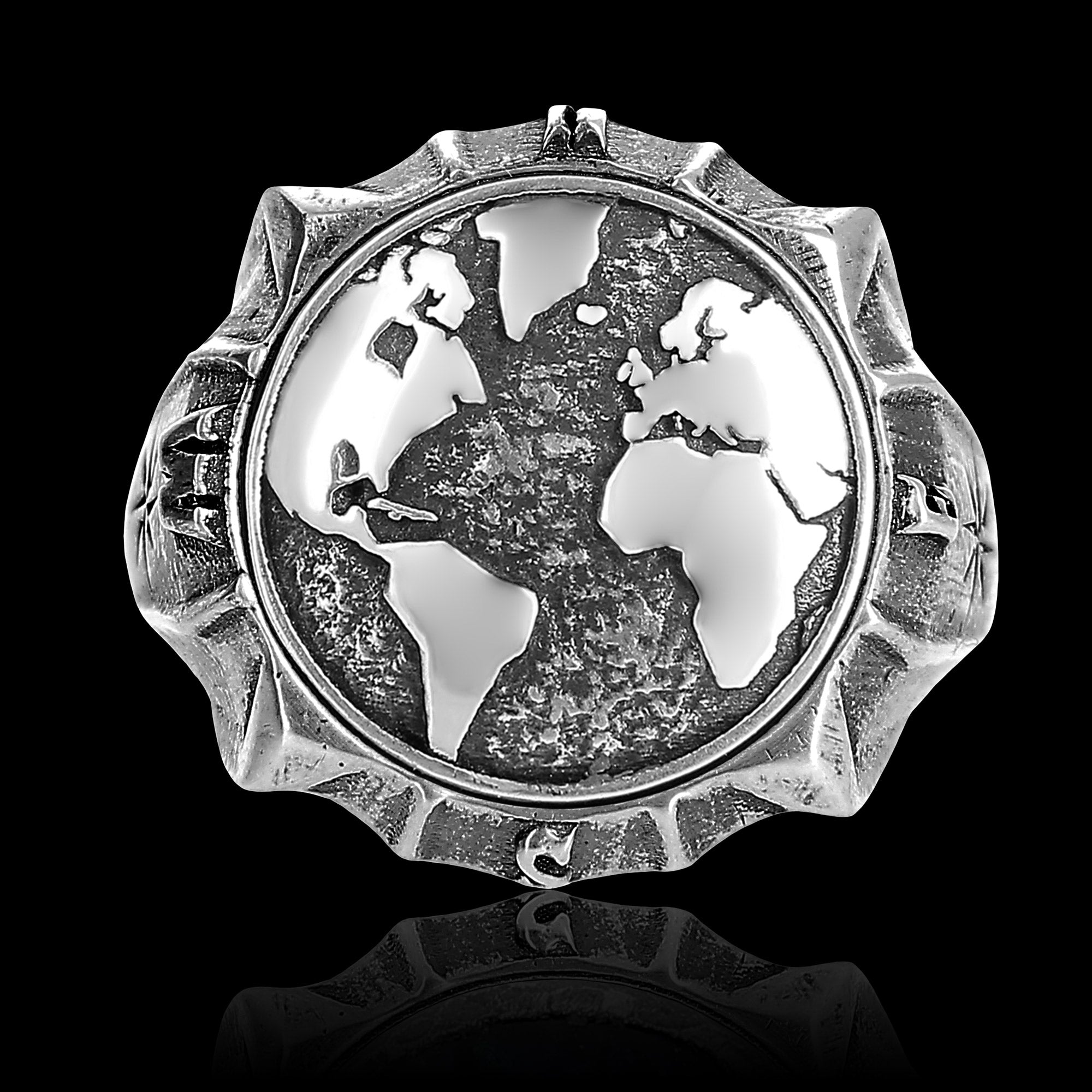 Weltkarten - Ornament für Wechselsystem in 925 Silber