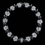 Bracelet en onyx et roses en argent | La Revanche de Bonny