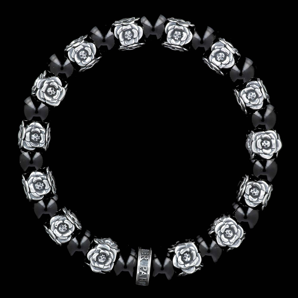 Bracelet en onyx et roses en argent - La Revanche de Bonny