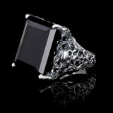 Cocktail ring in silver and Onyx | Anima Messis Obscura