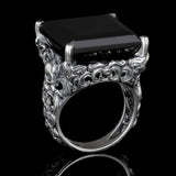 Cocktail ring in silver and Onyx | Anima Messis Obscura