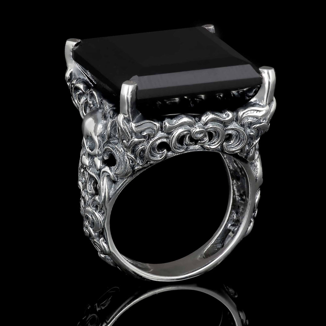 Bague Cocktail en argent et Onyx | Anima Messis Obscura