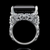 Cocktail ring in silver and Onyx | Anima Messis Obscura