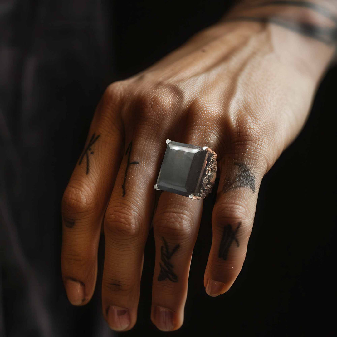 Cocktail ring | Sterling Silver and Onyx | Anima Messis Obscura