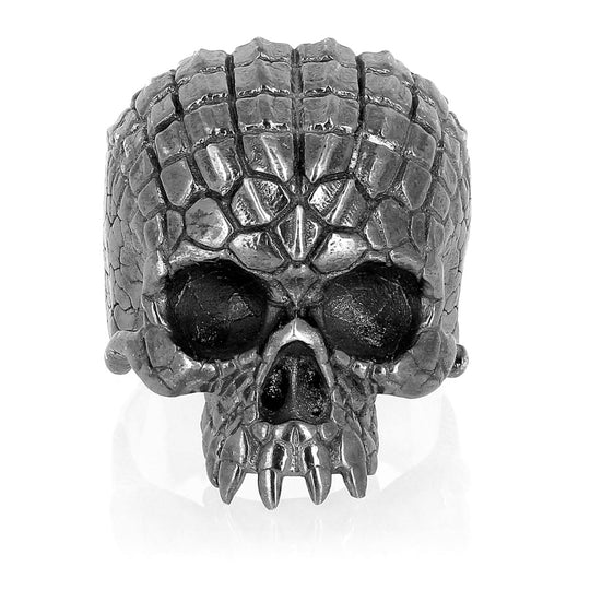 Hamlet Sobek - Bague crâne crocodile en argent 925 Sterling