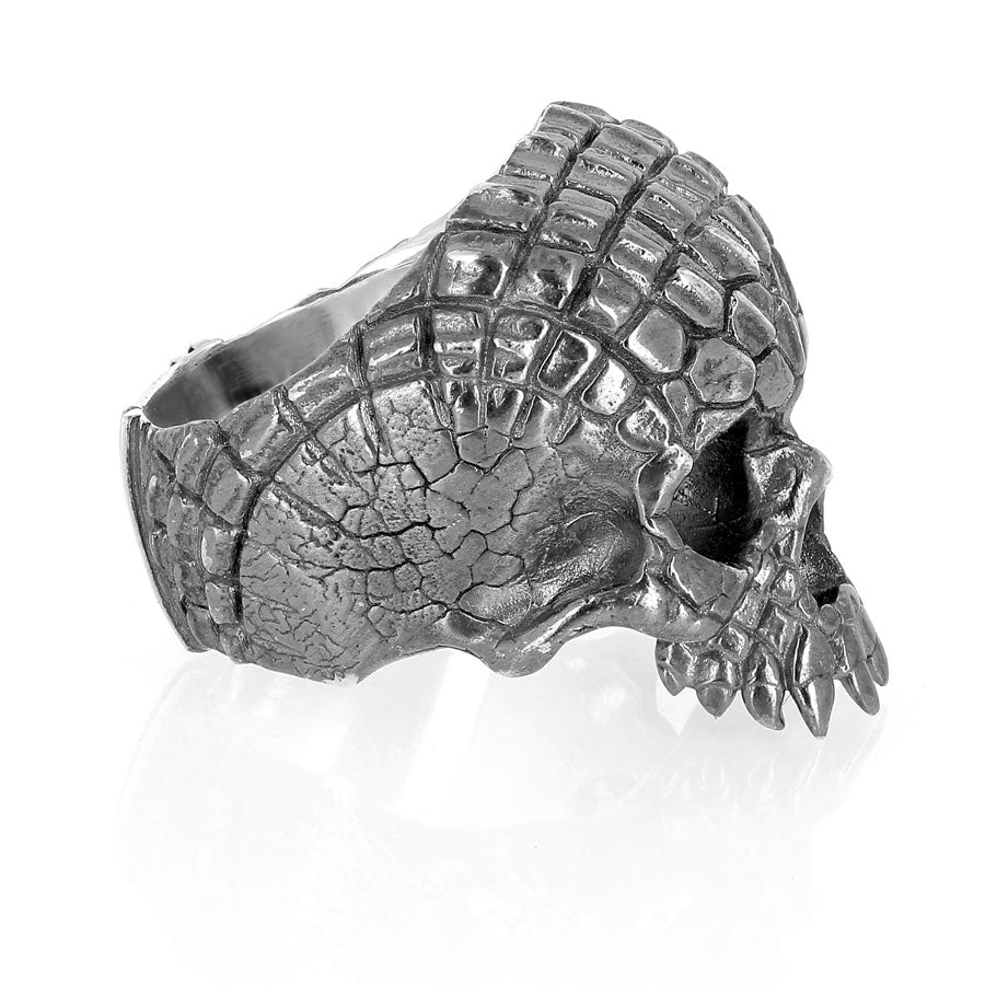 Hamlet Sobek - Bague crâne crocodile en argent 925 Sterling