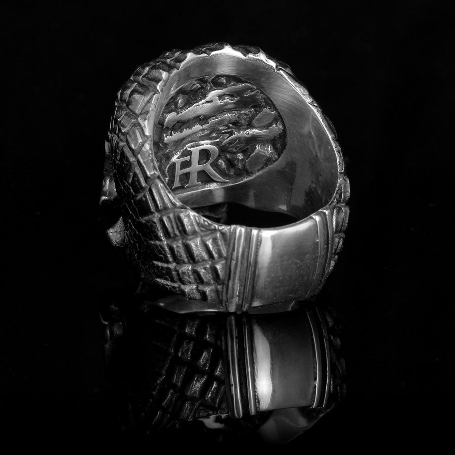 Hamlet Sobek - Bague crâne crocodile en argent 925 Sterling