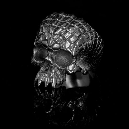 Hamlet Sobek - Bague crâne crocodile en argent 925 Sterling