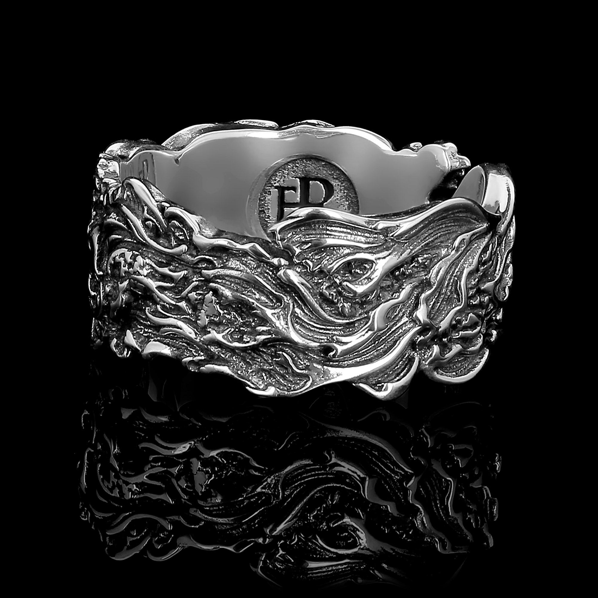 Tsunami - Bague en argent 925 Sterling avec saphir de laboratoire