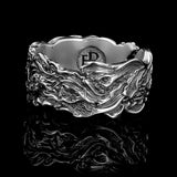 Tsunami | Ring aus 925er Sterlingsilber mit im Labor geschliffenem Saphir