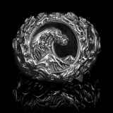 Hokusai - 925 Sterling Silver Signet Ring