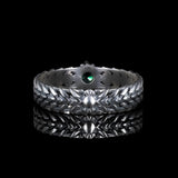 Sombre Couronne | Bague en argent 925 et Zircon Émeraude