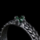 Sombre Couronne | Bague en argent 925 et Zircon Émeraude