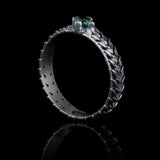 Sombre Couronne | Bague en argent 925 et Zircon Émeraude