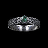 Sombre Couronne | Bague en argent 925 et Zircon Émeraude