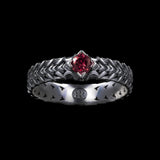 Dunkler Krone | Silberner und roter rubin Zirkonia-Ring