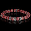 ROYALS - Red Jade and Sterling Silver bracelet with Lily flower spacer