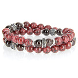 Royals Wrap - Deep red Jade and garnet bracelet