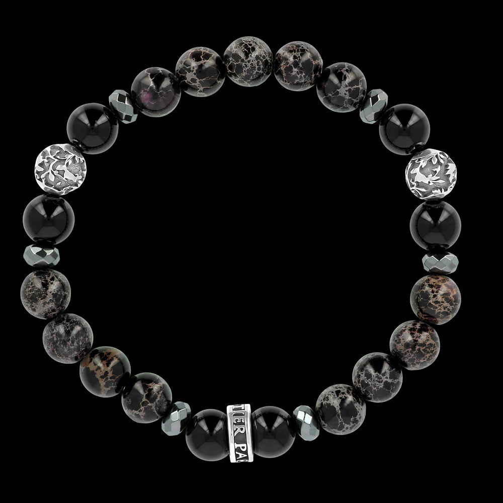 Royals K.I.S.S. - Black imperial jasper, hematite and 925Silver bracelet