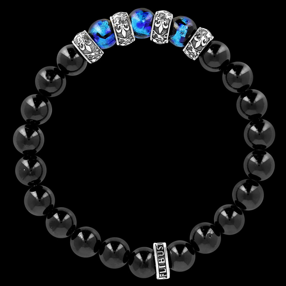 Premium Royals Pacific - bracelet en spinelles et perles Hotaru traditionnelles d'Okinawa et argent 925 Sterlin