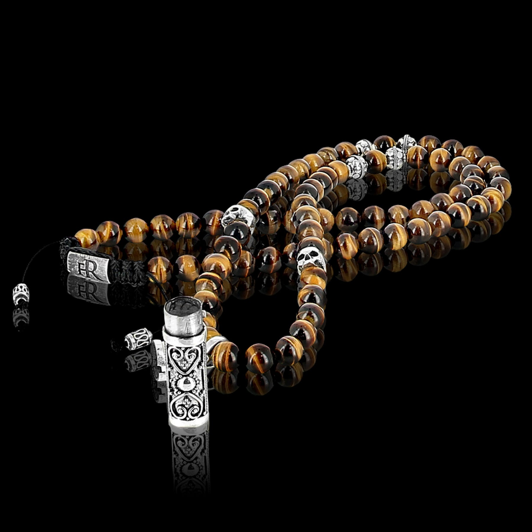 Collier vintage ancien pierres naturelles hématite œil de tigre Collier vintage ancien pierres naturelles hématite œil de tigre