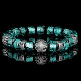 Silberne Granate | Hotaru | Okinawa Glühwürmchenperlenarmband Smaragdgrün