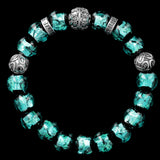 Silberne Granate | Hotaru | Okinawa Glühwürmchenperlenarmband Smaragdgrün