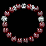 Silberner Granatapfelschädel | Armband aus roter Jade