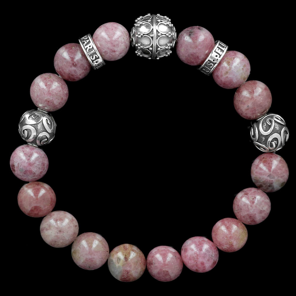 Silver Grenade - Thulite Bracelet