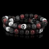 Scharlachrotes Totenkopf-Armband | Armband aus rotem Jade