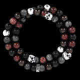 Scharlachrotes Totenkopf-Armband | Armband aus rotem Jade