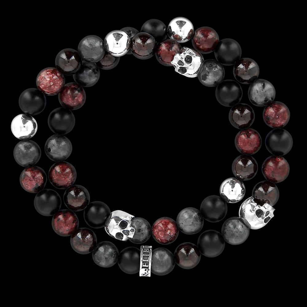 Scarlet Skull Wrap - bracelet en jade rouge