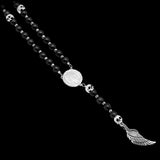 Silberzeit | Rosenkranz aus mattem Silber und Onyx