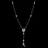 Silberzeit | Rosenkranz aus mattem Silber und Onyx