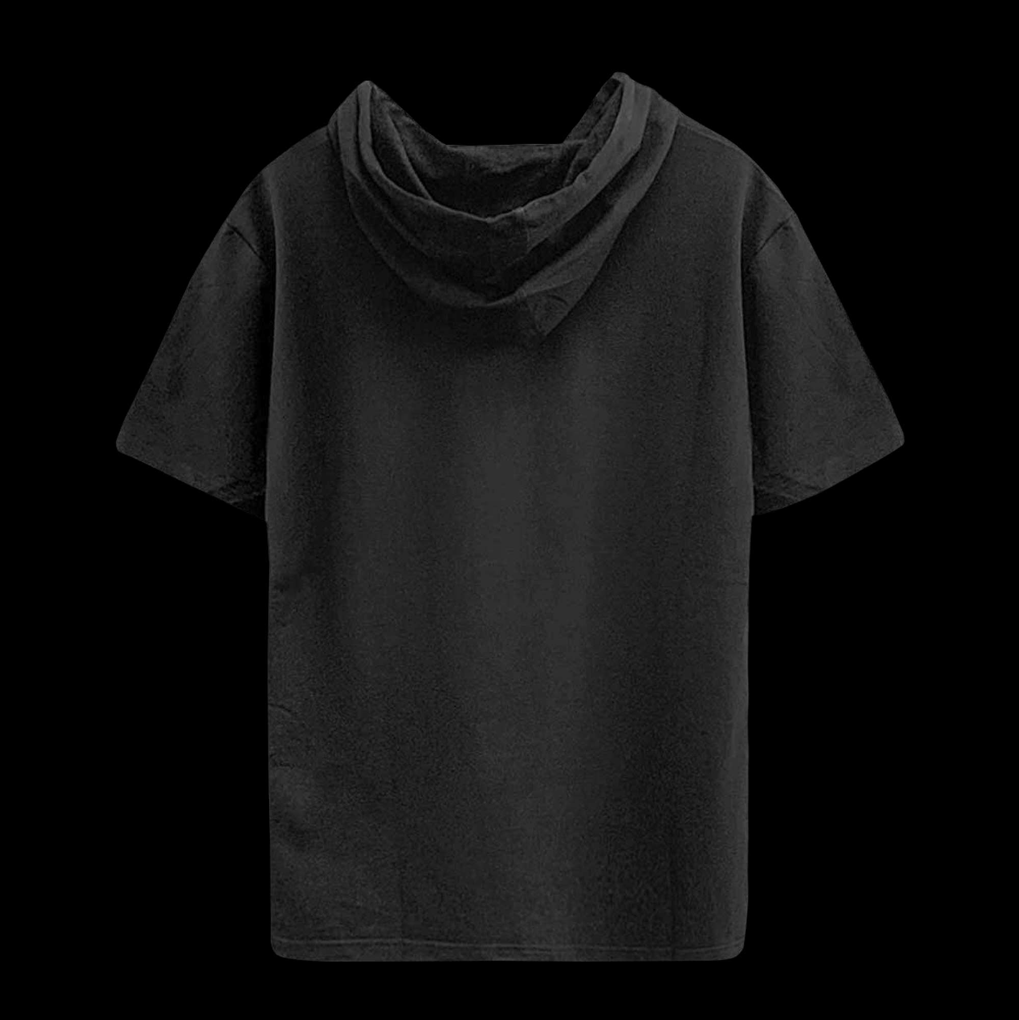 Skull line logo Hooded T-shirt - black