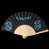 Wooden fan with graffiti skull print