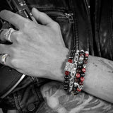 À la vie, à la mort | Bracelet en hypersthène et jade rouge