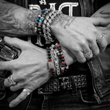 À la vie, à la mort | Bracelet en hypersthène et jade rouge