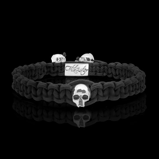 Skull String Noir- bracelet tressé en cuir