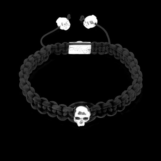 Skull String Noir- bracelet tressé en cuir