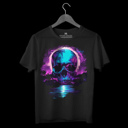 Neon Skull Moon 80's T-shirt