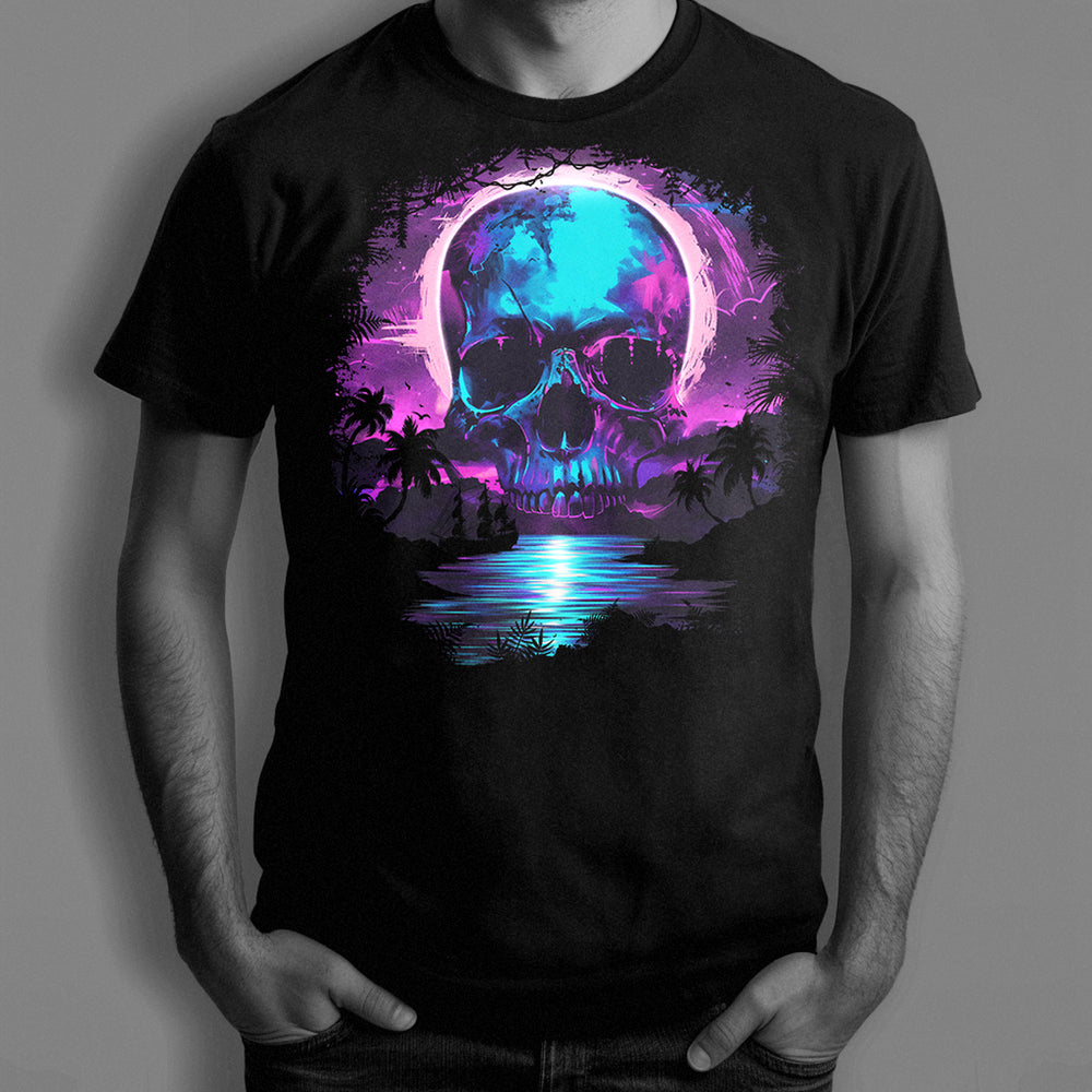 Neon Skull Moon 80's T-shirt