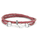 Bellamy - Pink - handmade leather and Sterling Silver wrap bracelet
