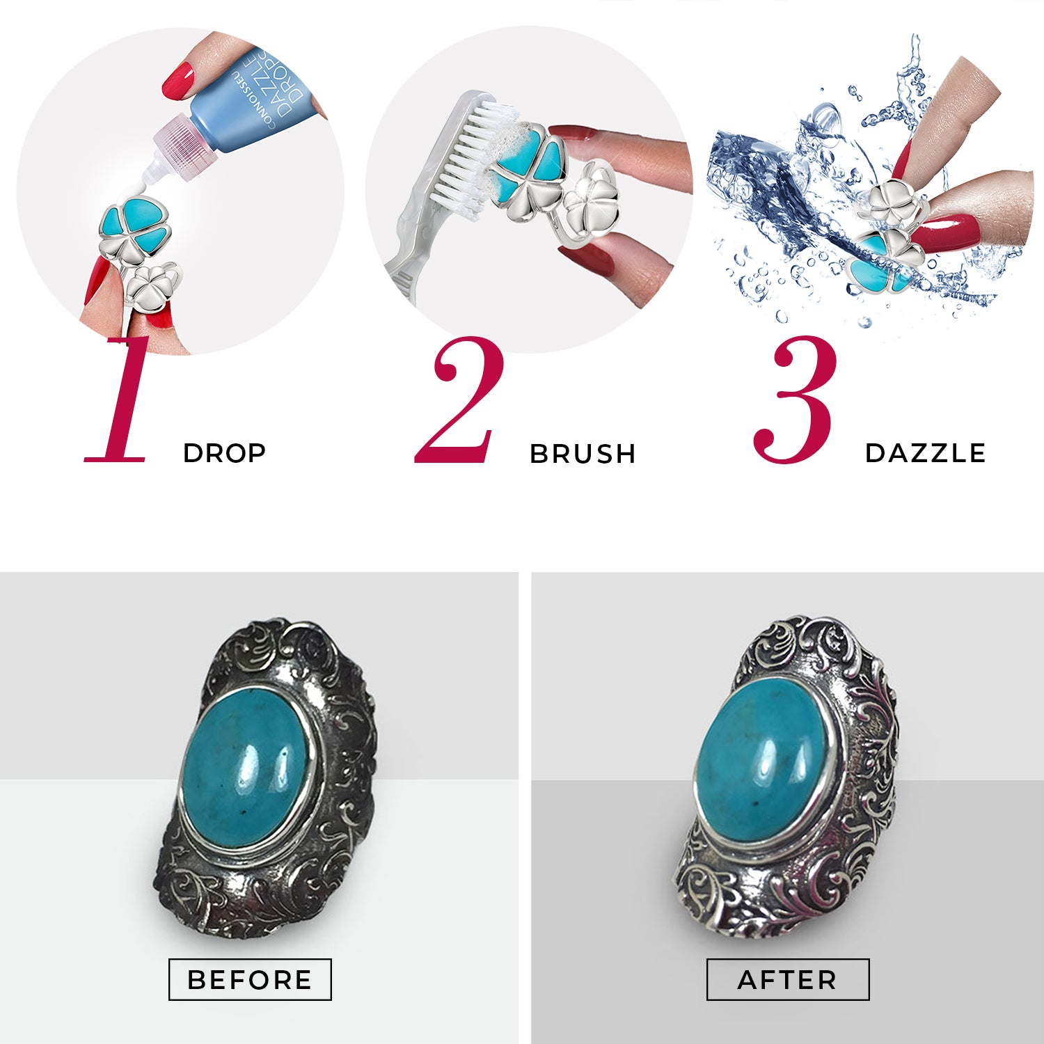 Crème nettoyante pour bijoux argent Dazzle Drops by Connoisseurs©